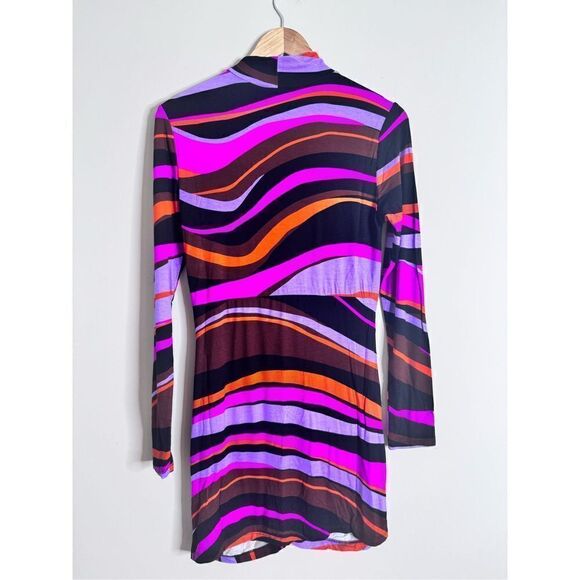 Sanctuary mock neck long sleeve 70s striped mini dress sz S - Picture 6 of 6